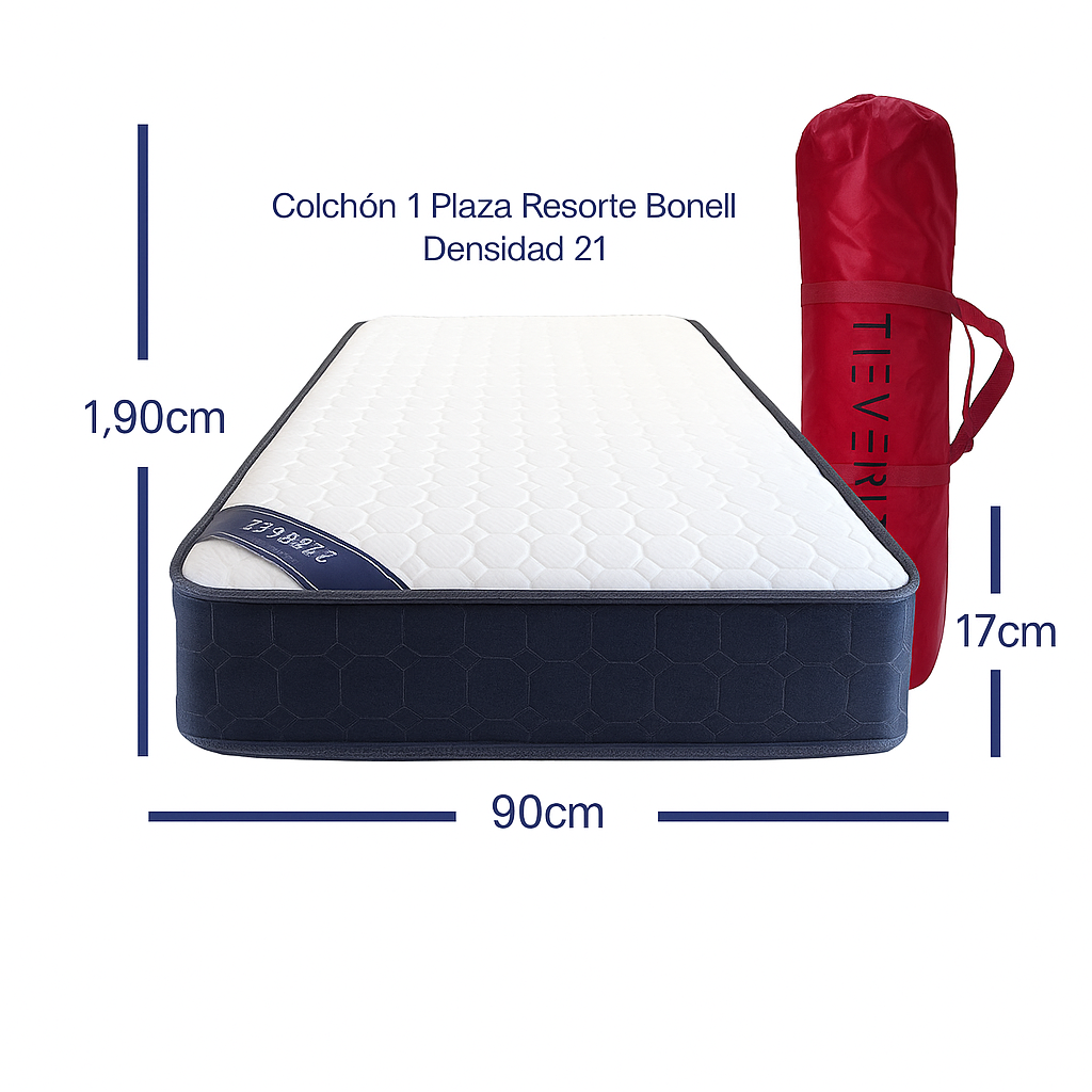 Colchón 1 Plaza Resortes Altura 17 cm