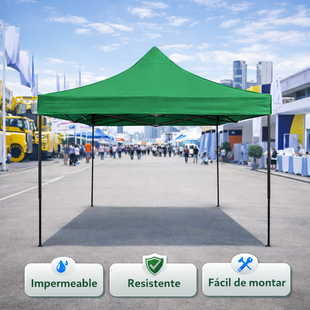 Toldo Plegable 3x3 Impermeable Color Verde