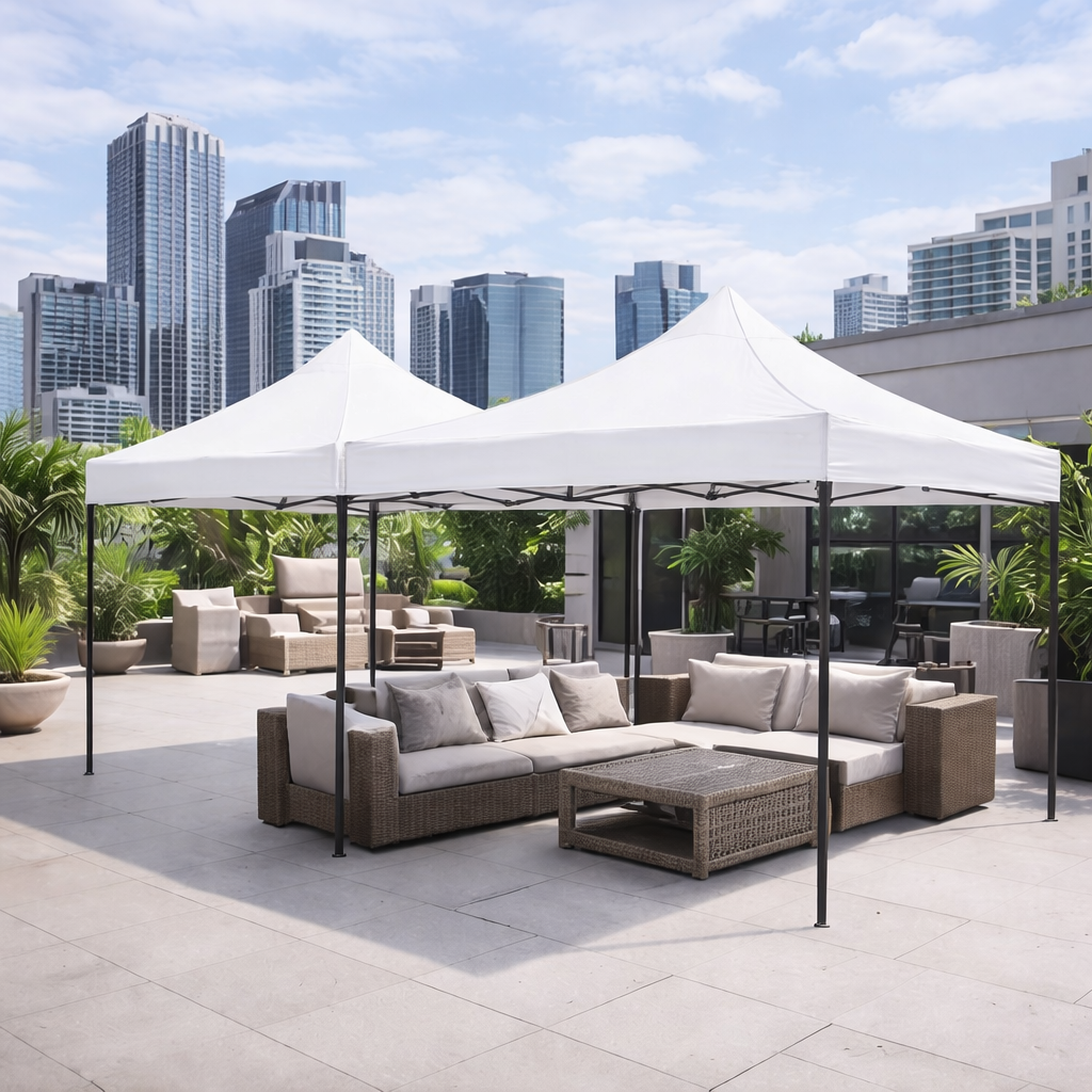 Toldo Plegable 3x3 Impermeable Color Blanco