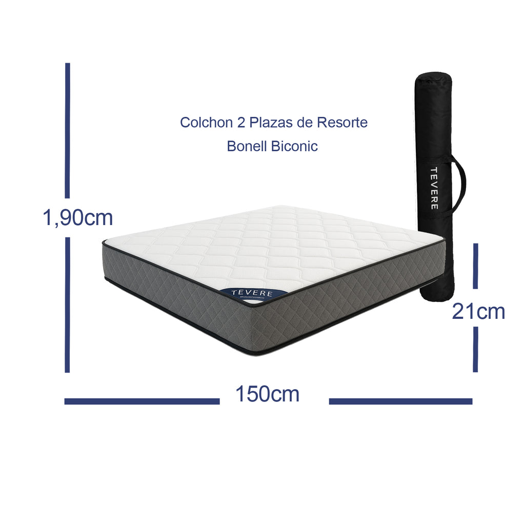 Colchón 2 Plazas Resorte Tevere Altura 20cm