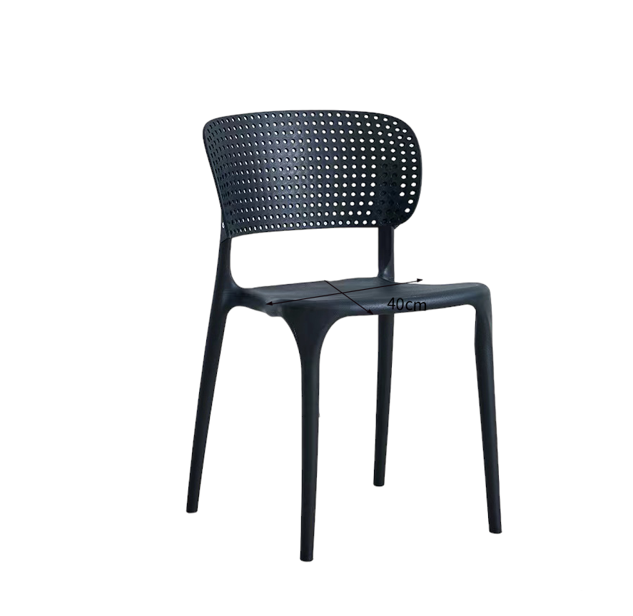 Silla Apilable de PVC – Diseño Moderno y Funcional (Negro)