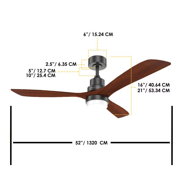 Ventilador de Techo 3 Aspas Madera con Luz Led