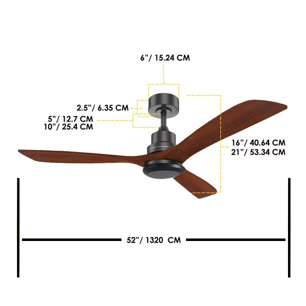 Ventilador de Techo 3 Aspas Negro