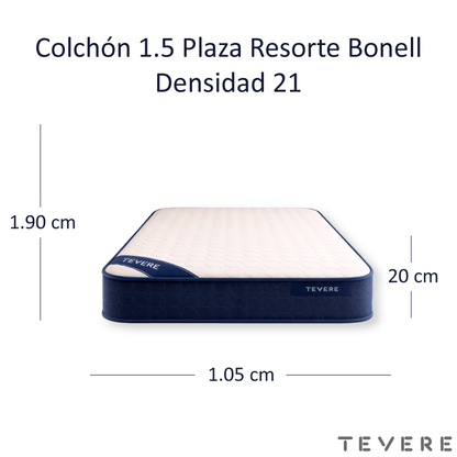 Colchón 1.5 Plazas Resorte Tevere Altura 20cm